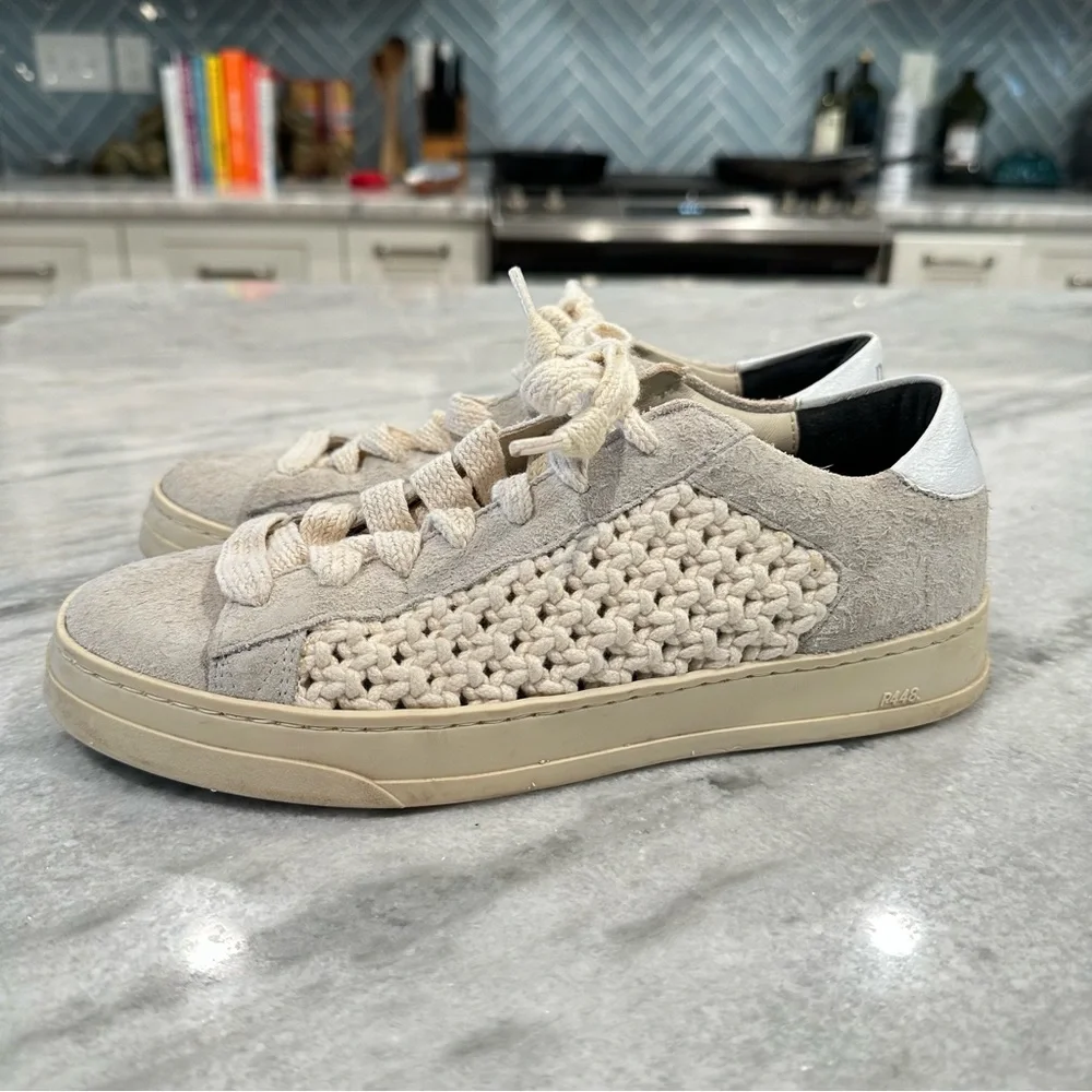 P448 Jack Macrame Sneakers Size 38 7.5 Women’s Shoes White Grey Boho